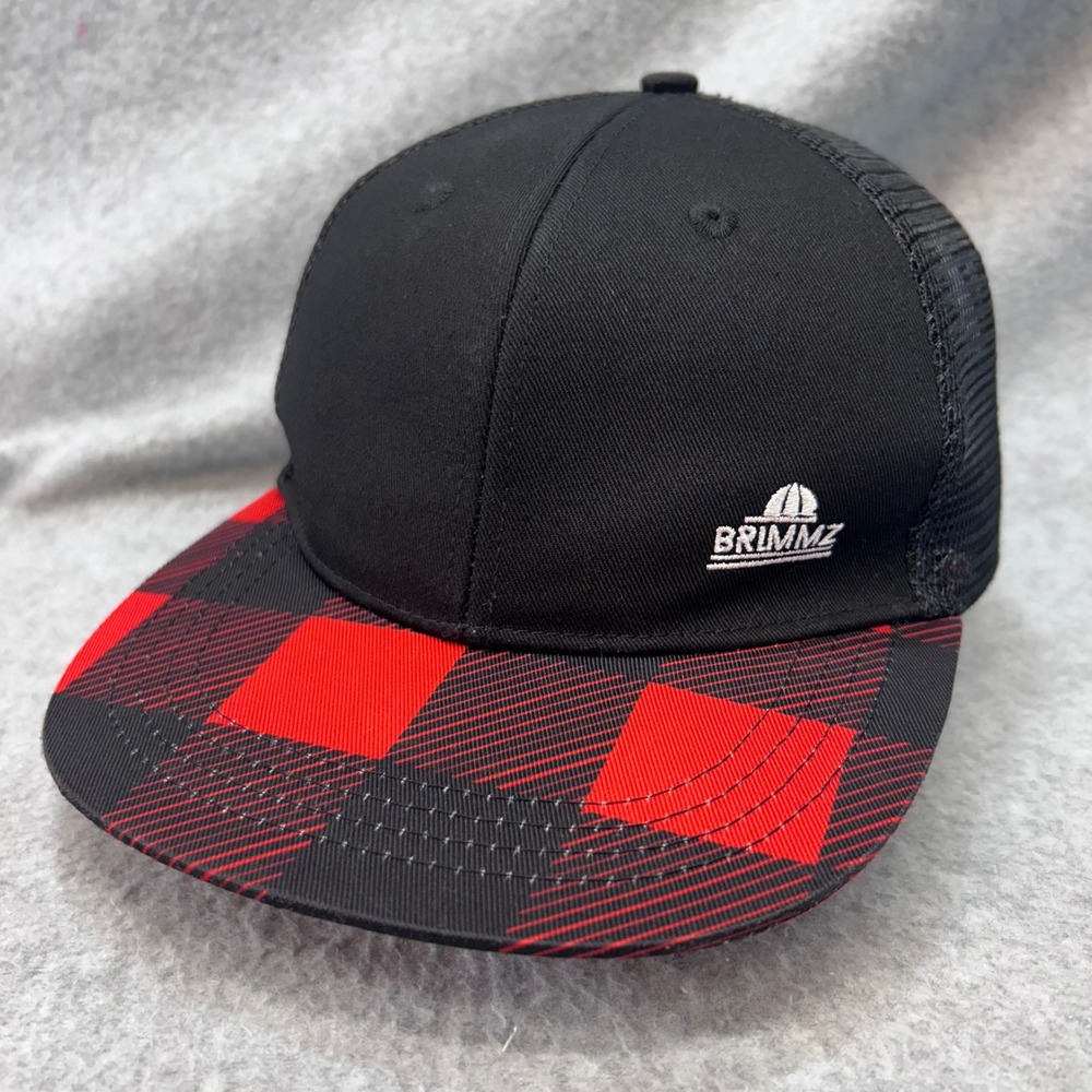Buffalo Plaid Brim Black Brimmz Trucker Hat Snapback Flat Bill Large